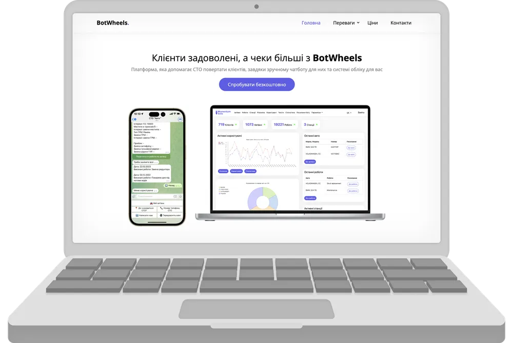 Chatbot AI + CRM dla serwisu samochodowego — CloudWheels — ekran 1