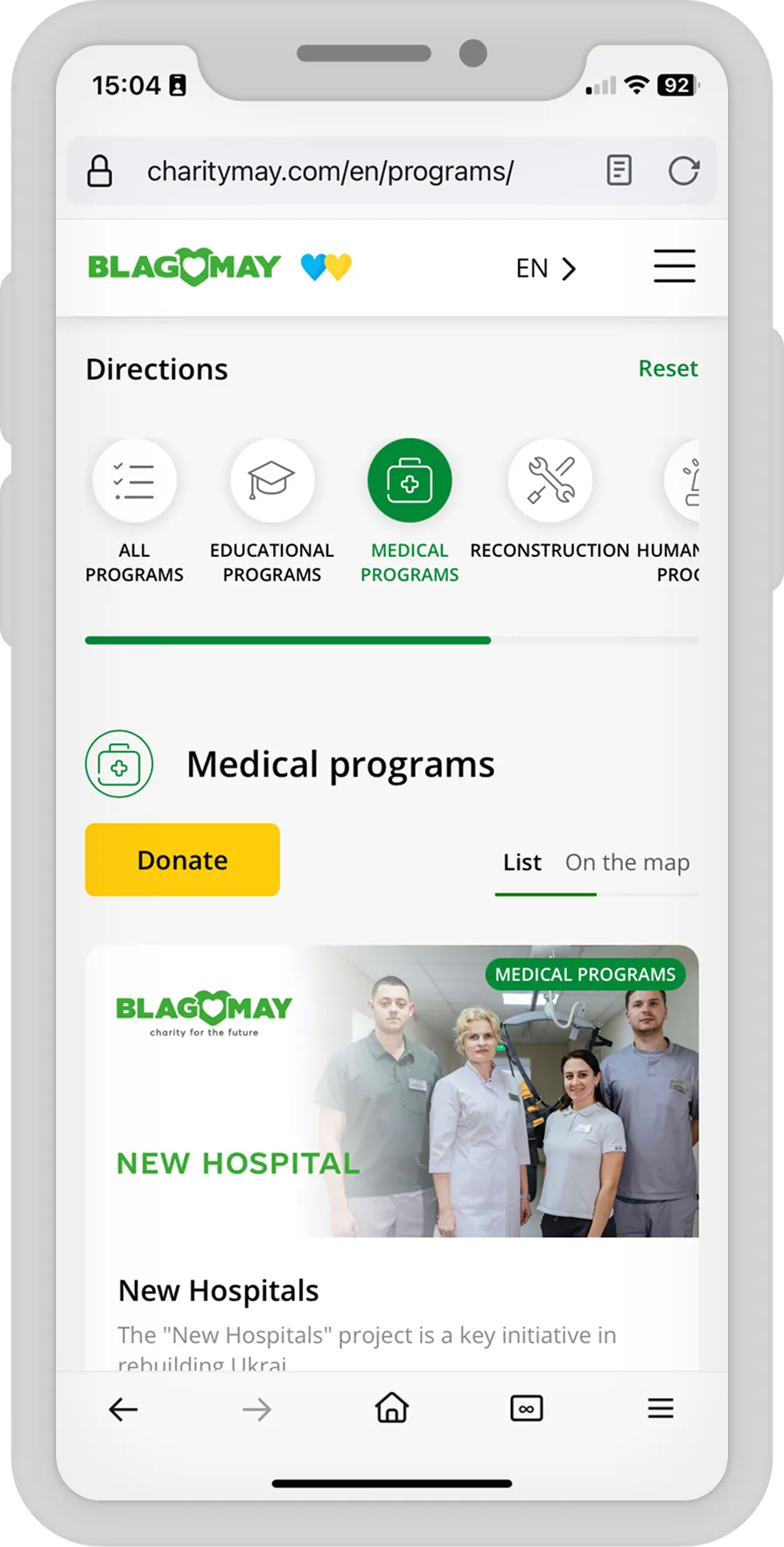CharityMay – kompleksowa platforma do darowizn i raportowania dla wiodącej ukraińskiej fundacji — ekran 1