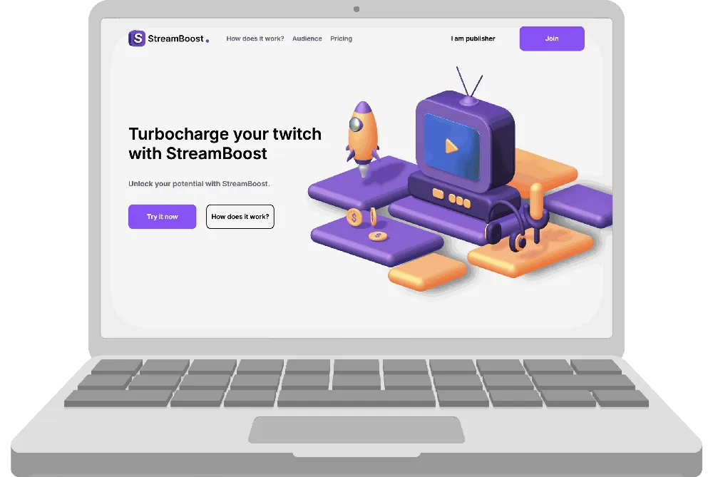Streamboost — Promo Landing with 3D Animations & Visual Impact
