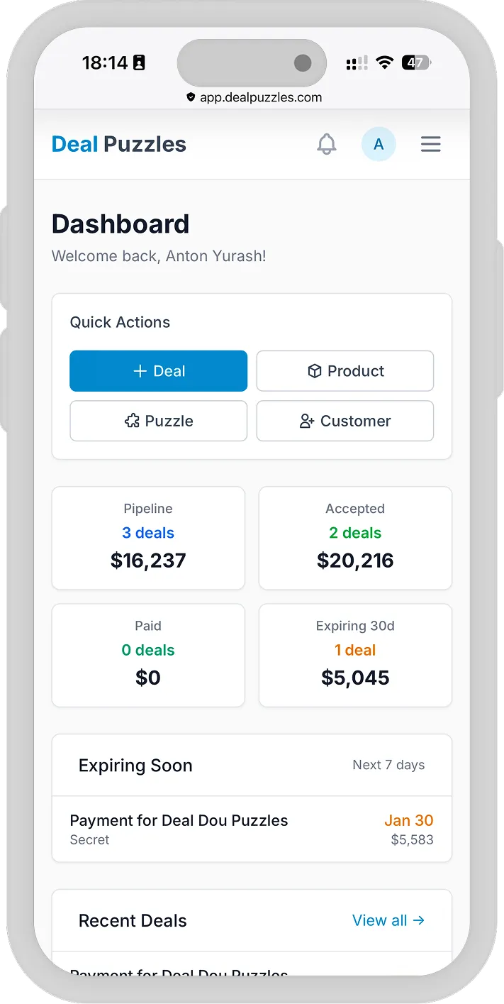 DealPuzzles: Next-Gen CPQ Platform for Sales & RevOps Automation — screen 1