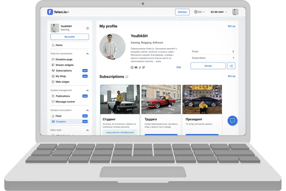 Felen - Платформа монетизації контенту — завдання проєкту